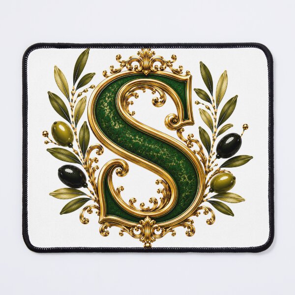 Item preview, Elegant Letter S Monogram with Olive Branches & Gold Botanical Design | Luxury Green Floral Initial designed and sold by MoodLay.