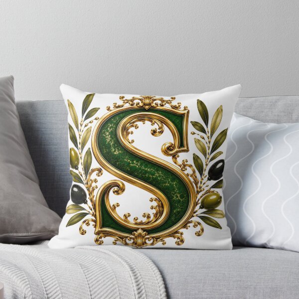 Item preview, Elegant Letter S Monogram with Olive Branches & Gold Botanical Design | Luxury Green Floral Initial designed and sold by MoodLay.