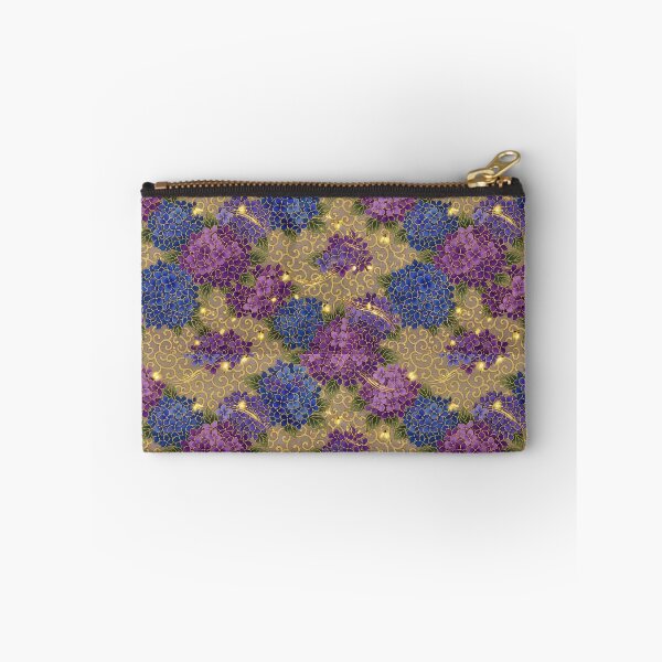 Item preview, Vintage Hydrangea and Golden Firefly Satin Pattern designed and sold by ArtfulAlchemy1.