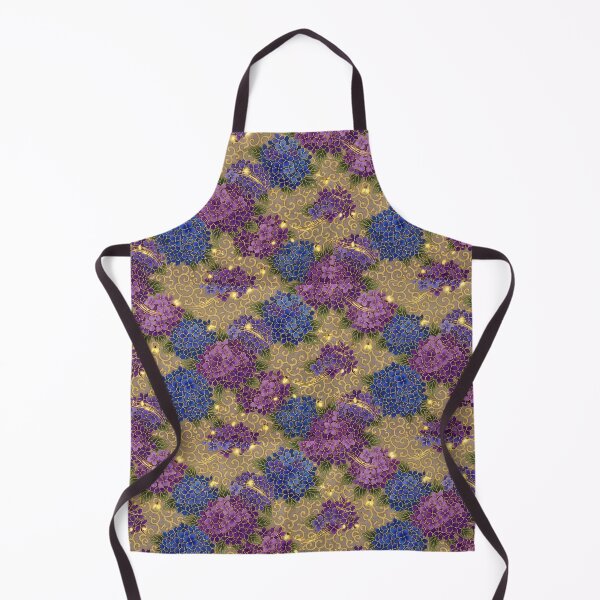 Item preview, Vintage Hydrangea and Golden Firefly Satin Pattern designed and sold by ArtfulAlchemy1.