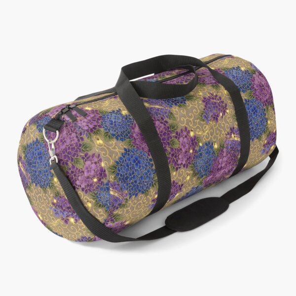 Item preview, Vintage Hydrangea and Golden Firefly Satin Pattern designed and sold by ArtfulAlchemy1.