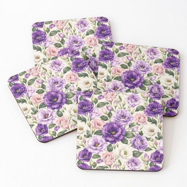 Item preview, Lisianthus Watercolor Purple Layered Seamless Floral Pattern designed and sold by Inkworksbyshery.
