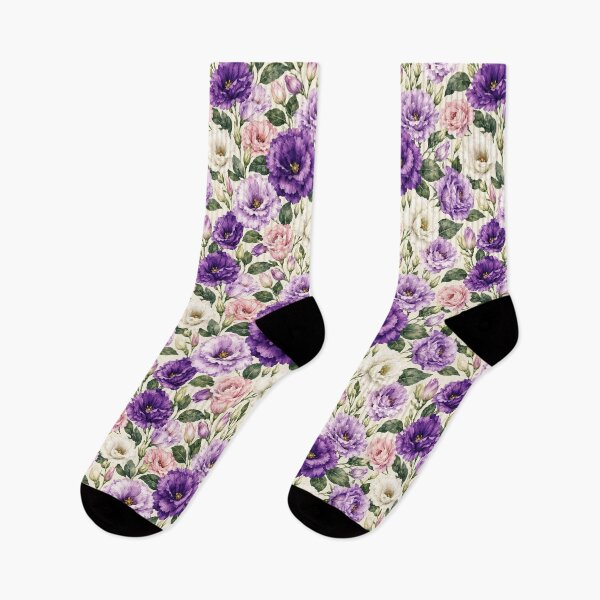 Item preview, Lisianthus Watercolor Purple Layered Seamless Floral Pattern designed and sold by Inkworksbyshery.