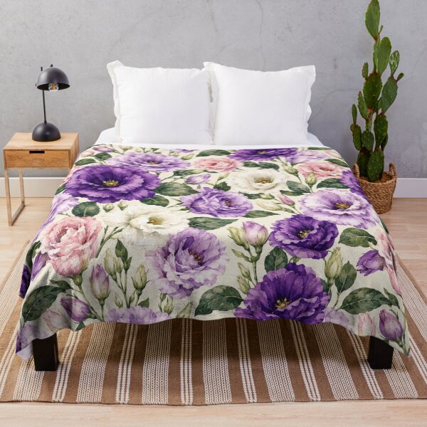 Item preview, Lisianthus Watercolor Purple Layered Seamless Floral Pattern designed and sold by Inkworksbyshery.