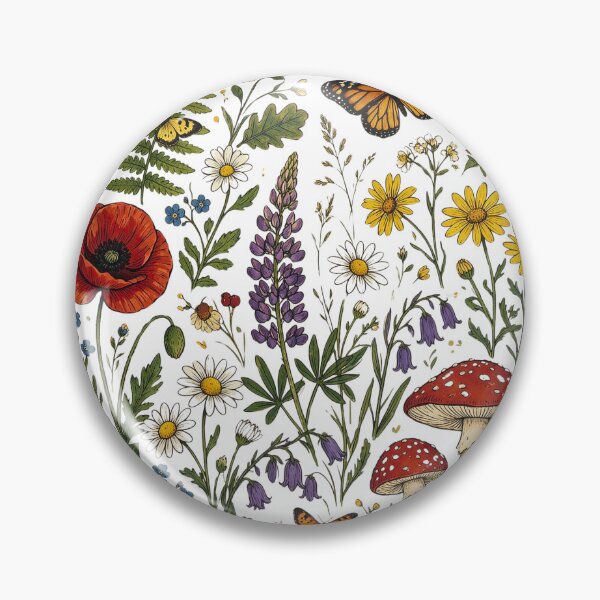Item preview, Cottagecore Wildflower and Mushroom Botanical Circle designed and sold by BumbleBloom7.