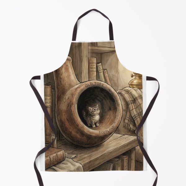 Item preview, Tiny Kitten in a Giant Vintage Clay Pipe Miniature Illustration designed and sold by DuckOddity.