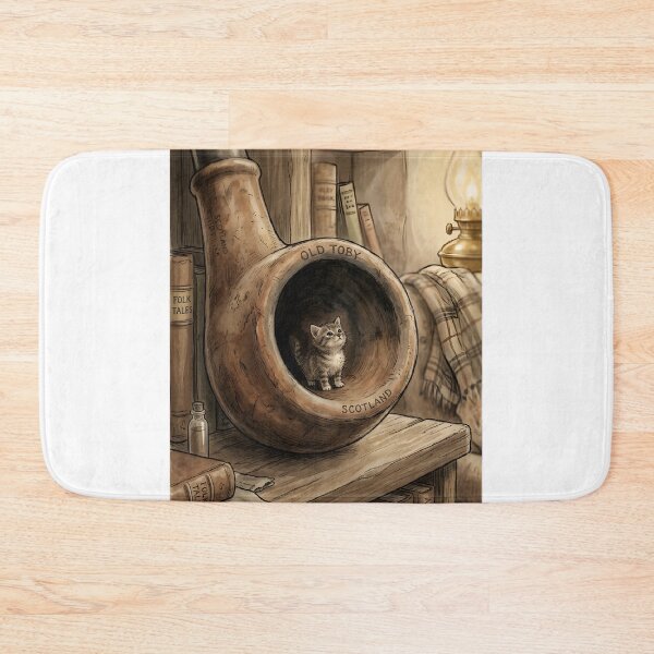 Item preview, Tiny Kitten in a Giant Vintage Clay Pipe Miniature Illustration designed and sold by DuckOddity.