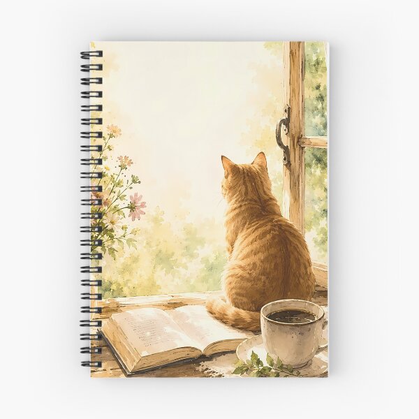 Item preview, Cozy Watercolor Cat at Window with Book designed and sold by Moodprint5.