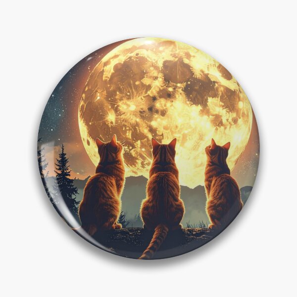 Item preview, Three Cats Under the Giant Moon – Magical Fantasy Night Sky Art designed and sold by PrintforDesign.