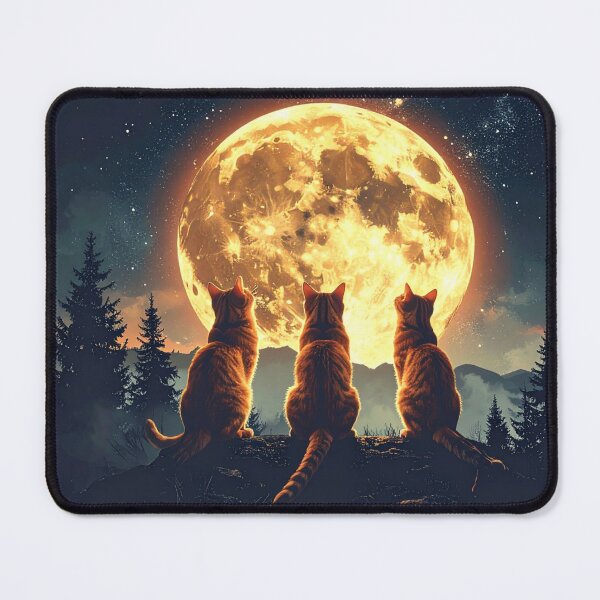 Item preview, Three Cats Under the Giant Moon – Magical Fantasy Night Sky Art designed and sold by PrintforDesign.