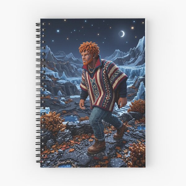 Item preview, VOXEL ADVENTURER IN SNOWY MOUNTAINS UNDER THE MOON PIXEL ART 3D STYLE designed and sold by Curiosiart.