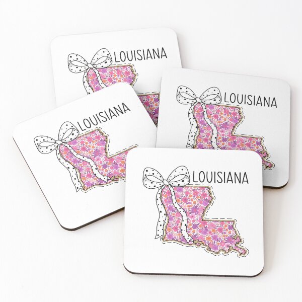 Item preview, Cute Louisiana Floral Map Graphic Coquette Bow Design designed and sold by Paper Drip.