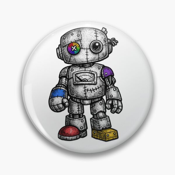 Item preview, Patchwork Robot – Colorful Retro Toy Bot designed and sold by Toyebox-Designs.