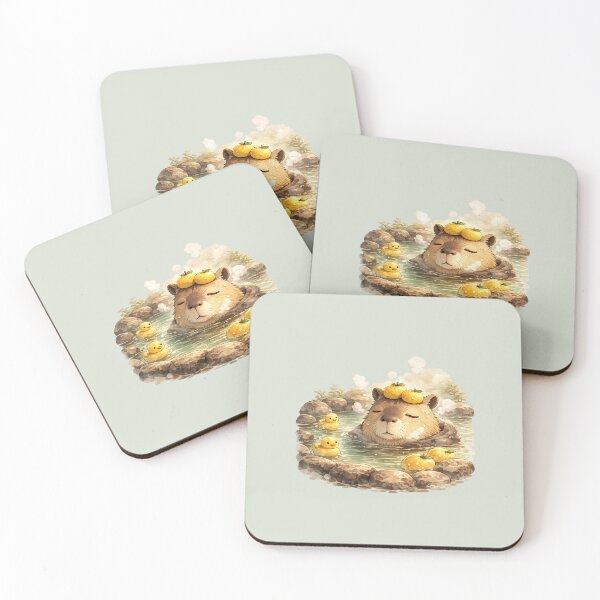 Item preview, Cute Capybara Hot Spring designed and sold by HapaHara.