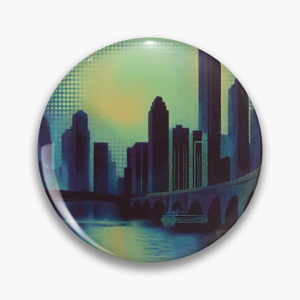 Item preview, Retro Neon River City Skyline designed and sold by ClubVacay.