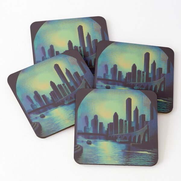 Item preview, Retro Neon River City Skyline designed and sold by ClubVacay.
