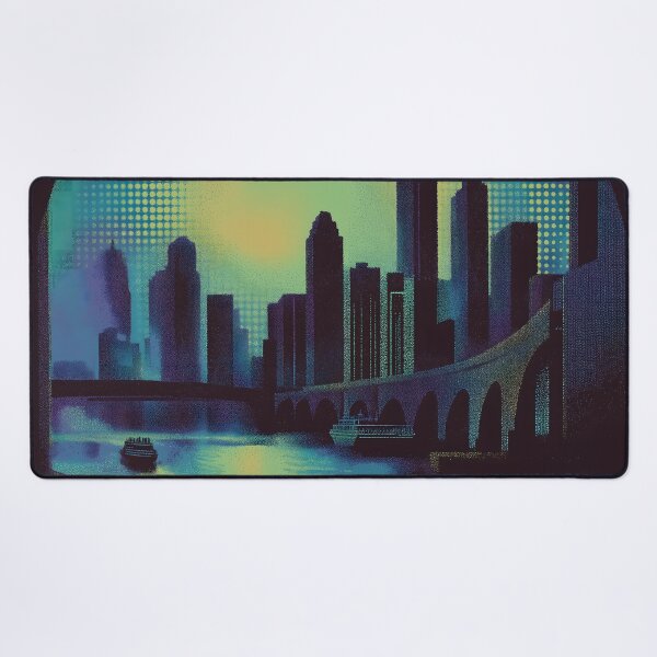 Item preview, Retro Neon River City Skyline designed and sold by ClubVacay.