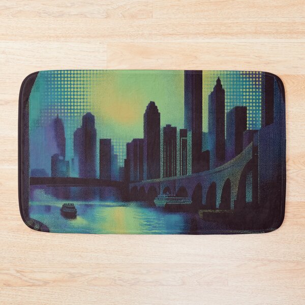 Item preview, Retro Neon River City Skyline designed and sold by ClubVacay.