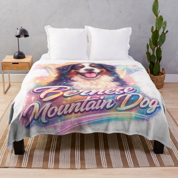Item preview, Retro Airbrush Bernese Mountain Dog – 90s Pastel Vaporwave Style designed and sold by SoftStyleStudio ⭐⭐⭐.