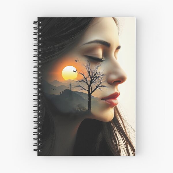 Item preview, Ethereal Woman's Face Merges with Dreamy Sunset Landscape designed and sold by Lucia Amaris Art.