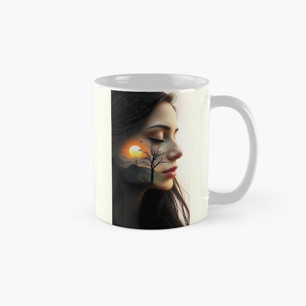 Item preview, Ethereal Woman's Face Merges with Dreamy Sunset Landscape designed and sold by Lucia Amaris Art.