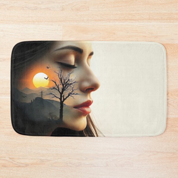 Item preview, Ethereal Woman's Face Merges with Dreamy Sunset Landscape designed and sold by Lucia Amaris Art.