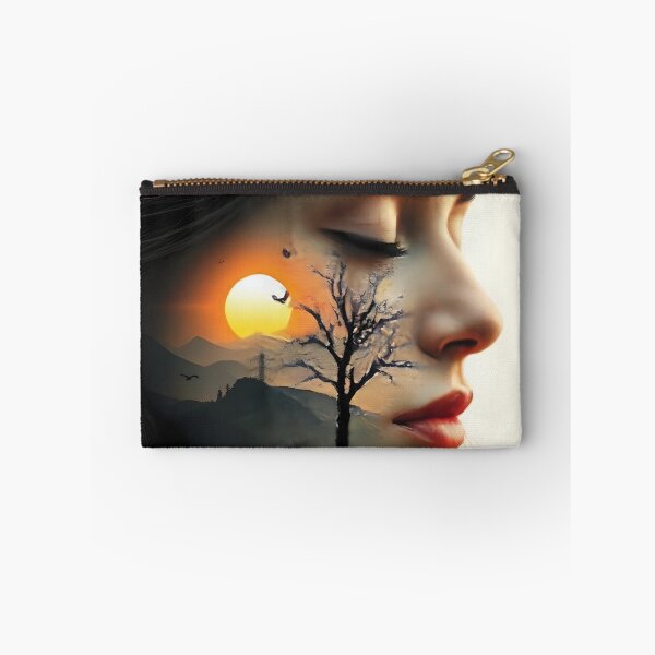 Item preview, Ethereal Woman's Face Merges with Dreamy Sunset Landscape designed and sold by Lucia Amaris Art.