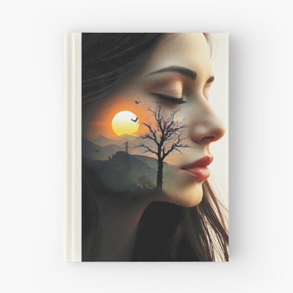 Item preview, Ethereal Woman's Face Merges with Dreamy Sunset Landscape designed and sold by Lucia Amaris Art.