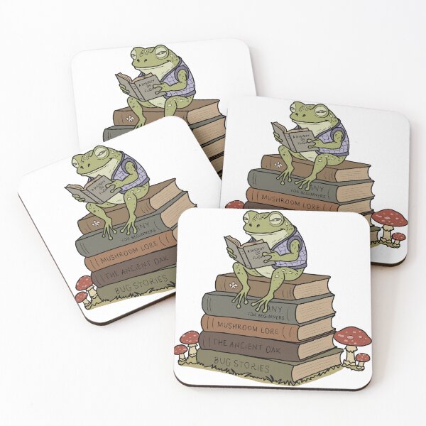 Item preview, Frog Reading on Vintage Book Stack Goblincore designed and sold by LeshanArt.