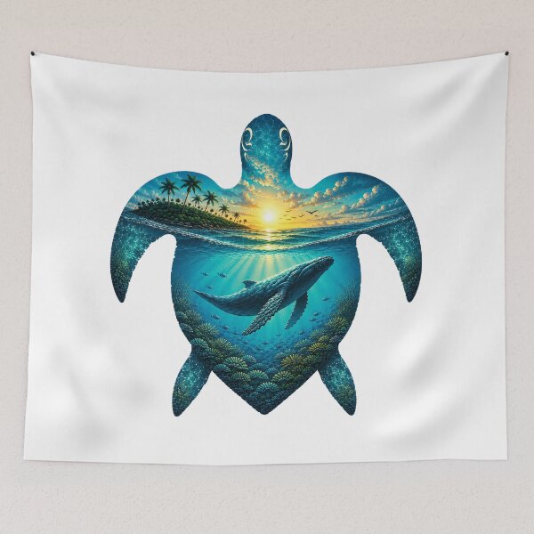 Item preview, Sea Turtle Double Exposure – Tropical Whale designed and sold by OTSC.