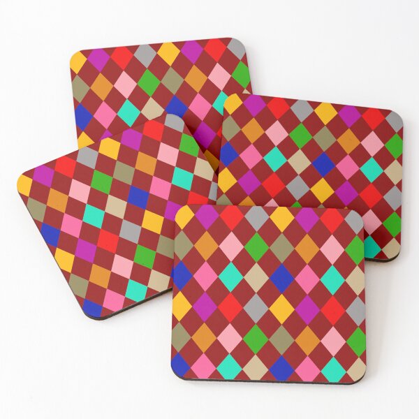 Item preview, Multicolored Harlequin Diamonds Pattern Design - Red designed and sold by PatternTitan.