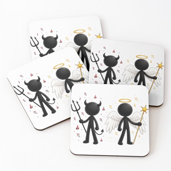 Item preview, Gemini Zodiac Angel Devil Stickman Twins designed and sold by Interactive-Art.