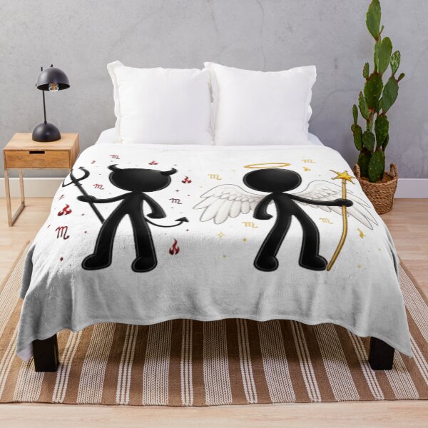 Item preview, Gemini Zodiac Angel Devil Stickman Twins designed and sold by Interactive-Art.