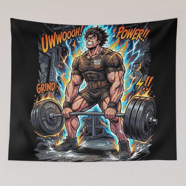 Item preview, Beast Mode Anime Deadlift 300kg Powerlifting Shonen Gym designed and sold by JonelleTshirts.