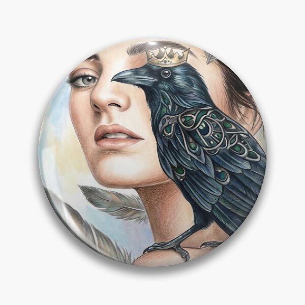 Item preview, Woman Portrait with Crowned Black Raven on Shoulder designed and sold by GulnorGermelo.