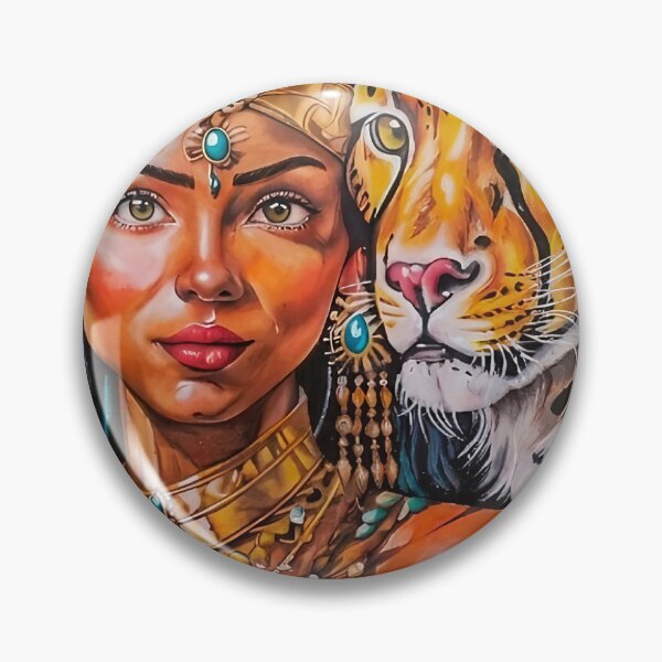 Item preview, Golden Crowned Woman and Spotted Leopard Portrait designed and sold by GulnorGermelo.
