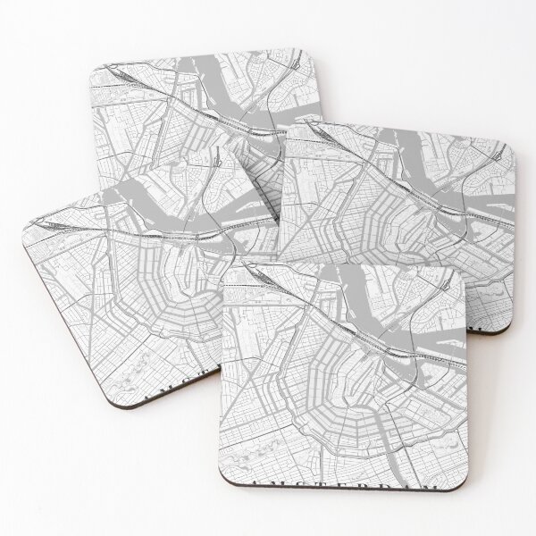 Item preview, Amsterdam Black White City Map Poster, Minimal Street Map Wall Art designed and sold by LASTIQUE-dd.