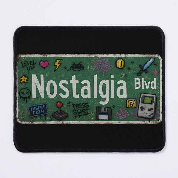 Item preview, Nostalgia Blvd Retro Gaming Street Sign | Man Cave Sign | Vintage Pixel Art Gamer Decor designed and sold by RockyGameArt.