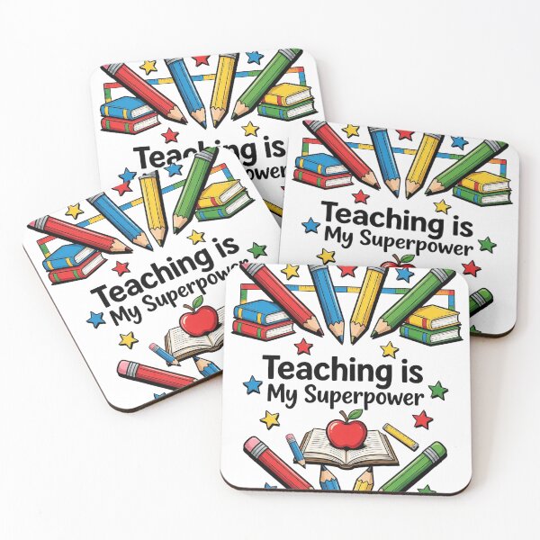 Item preview, Teaching is My Superpower Colorful School Supplies Art designed and sold by BumbleBloom7.