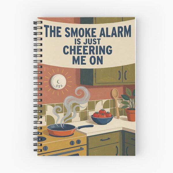 Item preview, The Smoke Alarm Is Just Cheering Me On – Funny Retro Kitchen Poster designed and sold by Amber Sky Creations.