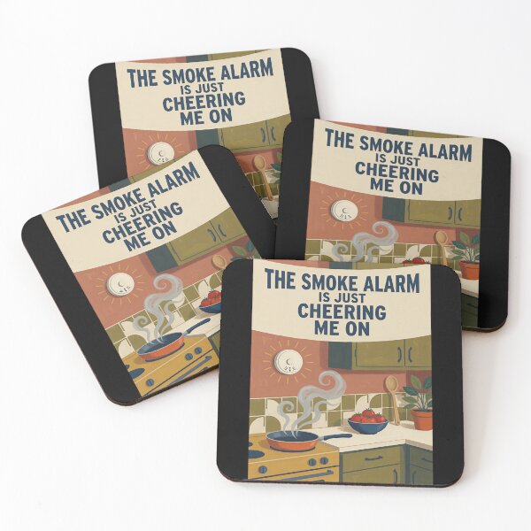 Item preview, The Smoke Alarm Is Just Cheering Me On – Funny Retro Kitchen Poster designed and sold by Amber Sky Creations.
