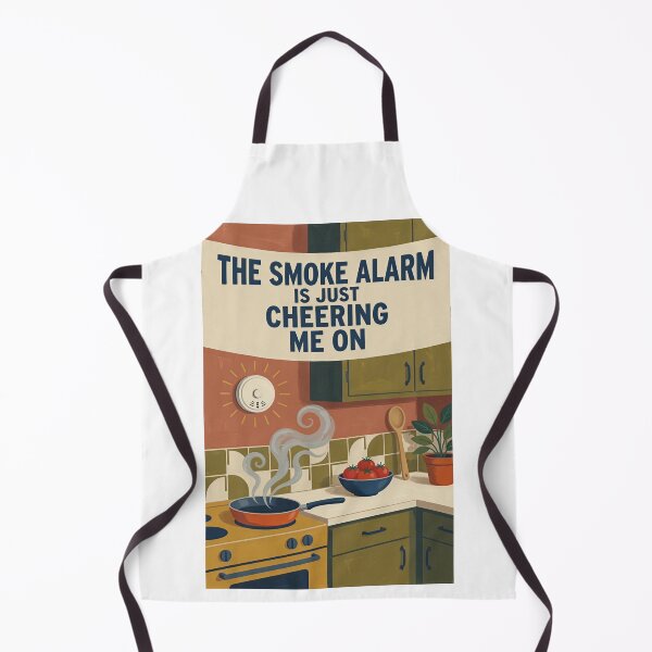 Item preview, The Smoke Alarm Is Just Cheering Me On – Funny Retro Kitchen Poster designed and sold by Amber Sky Creations.