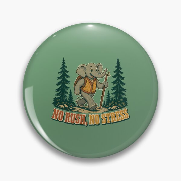Item preview, No Rush, No Stress Funny Elephant Hiking Retro Nature  designed and sold by freshwear design.
