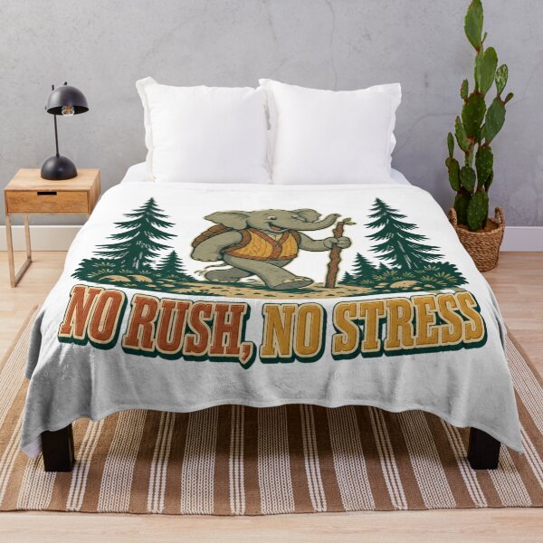 Item preview, No Rush, No Stress Funny Elephant Hiking Retro Nature designed and sold by freshwear design.
