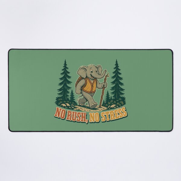 Item preview, No Rush, No Stress Funny Elephant Hiking Retro Nature designed and sold by freshwear design.
