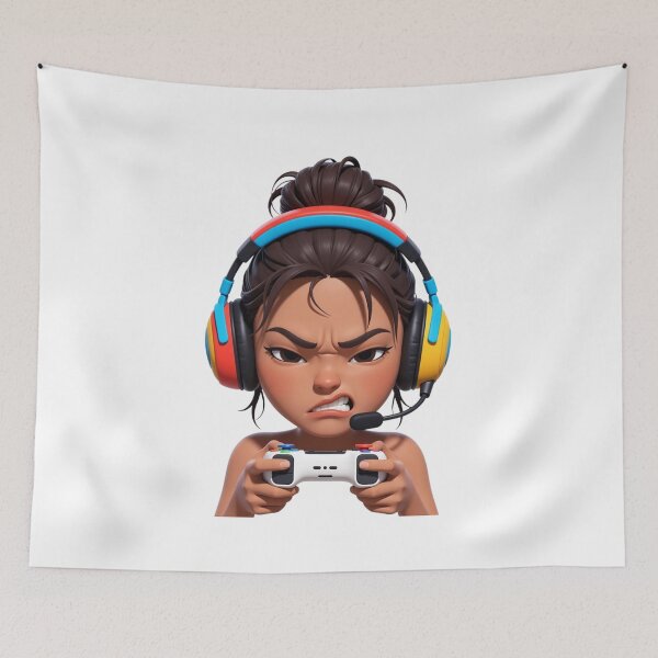Item preview, Fierce 3D Black Gamer Girl designed and sold by CodellCreations.