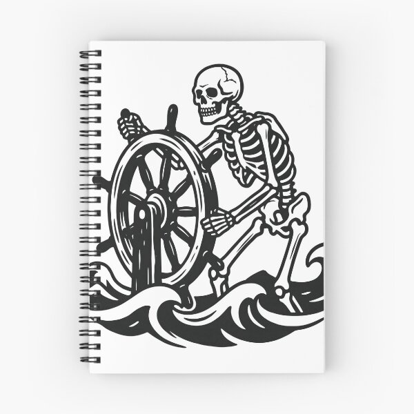 Artikelvorschau, Piratenkapitän Skelett Steuerrad Schiffssteuerrad Ozeanwellen entworfen und verkauft von MisteryDesigner.
