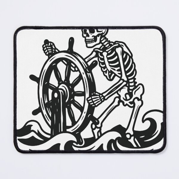 Item preview, Pirate Captain Skeleton Steering Ship Helm Wheel Ocean Waves designed and sold by MisteryDesigner.