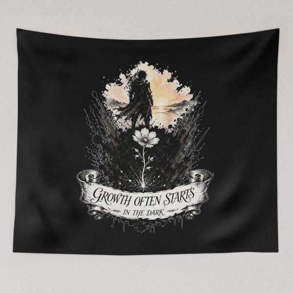 Item preview, Growth Often Starts In The Dark Sunrise Walk Art Motivational Quote Gift for Anyone designed and sold by Nightarel.