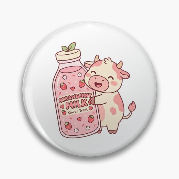 Item preview, Cute Kawaii Strawberry Milk Cow Illustration designed and sold by ajamzbox.